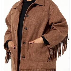 TWRHLL BY CHRISTIE BRINKLEY Brown Fringe Women's Jacket